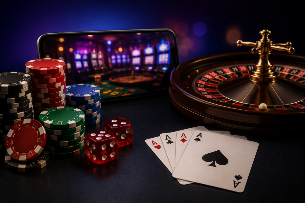 Infographic listing 5 features: valid license, UPI withdrawals, Hindi live dealers, 24/7 support, responsible gaming tools